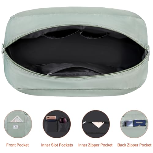 Weekender Bag for Women, Large Overnight Bag Canvas Travel Duffel Bag Carry On Tote with Shoe Compartment 21" 3Pcs Set - color: D04-green