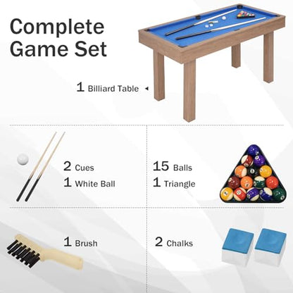 RAYKEEP 4FT Billiard Table, Mini Pool Table for Teens and Adults, Indoor & Outdoor Game Table Set Includes 2 Cue Sticks, 16 Balls, Triangle, Chalk for Game Room Family (Green)
