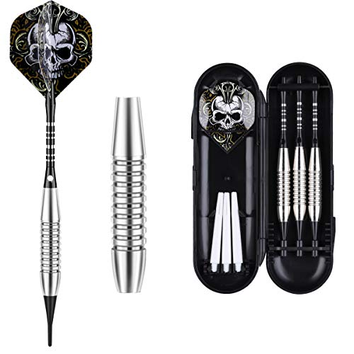 Darts Plastic Tip Set - 18g 21g Colorful Rainbow Soft Tip Darts 50 Anti-Loose O-Rings 6 Shaft (Aluminum/Nylon 45mm) 6 Durable Flights Extra 50 Soft Tips Electronic Dartboard - color: Black-DARTB
