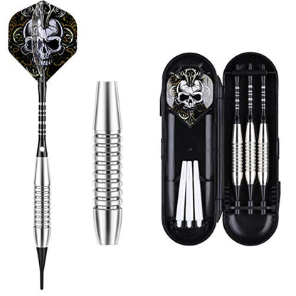 Darts Plastic Tip Set - 18g 21g Colorful Rainbow Soft Tip Darts 50 Anti-Loose O-Rings 6 Shaft (Aluminum/Nylon 45mm) 6 Durable Flights Extra 50 Soft Tips Electronic Dartboard - color: Black-DARTB