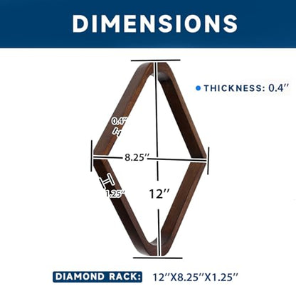 GSE Games & Sports Expert Solid Wood Billiard 8-Ball Triangle / 9-Ball Diamond Pool Ball Racks for 2-1/4" Pool Balls, Pool Table Accessories - color: Espresso, style: 9-Ball Diamond Rack