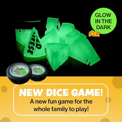 Diced Cheese - Glow in the Dark Dice Game - 1 Pack | Contains Eight Pieces of Diced Cheese, One Tin, and Instructions, Glow in the Dark for Camping and Nighttime Play - style: 1 Pack, Glow in the Dark