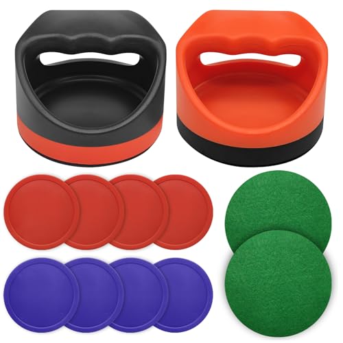 Air Hockey Pushers Air Hockey Pucks &Paddles,Goal Handles Paddles Replacement Accessories for Game Tables Include 2 Pushers, 4 Red &4 Blue Pucks