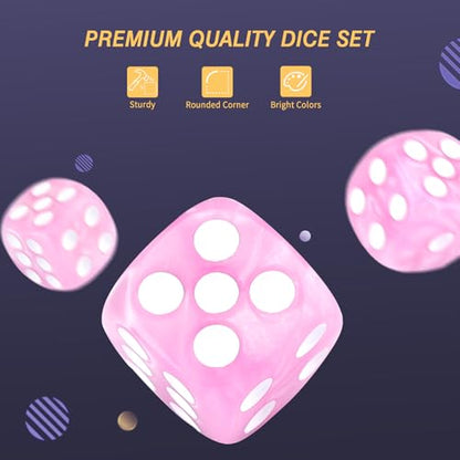 24 of Pack 16MM 6 Sided Dice Set,Pearl Pattern D6 Game Dice Set, 6 Sided Standard Dices for Yahtzee, Bunco or Teaching Math,with Portable Dice Pouch(Light Purple Pearl) - color: 16mm Light Purple Pearl