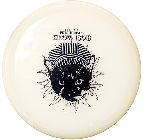 GlowBob Glow in The Dark Midrange Disc Golf Night Light Up Grip PDGA Approved Premium Plastic Recharge Cat Bob Stamp Black Blue Flashlight Combo Packs (GlowBob Black Stamp)