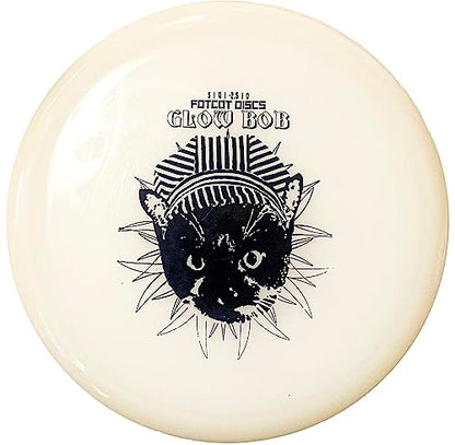 GlowBob Glow in The Dark Midrange Disc Golf Night Light Up Grip PDGA Approved Premium Plastic Recharge Cat Bob Stamp Black Blue Flashlight Combo Packs (GlowBob Black Stamp)