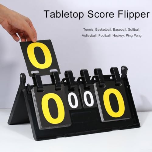Portable Tabletop Scoreboard, 6-Digit Flip Display with Triangular Base, Soft PVC Material for Basketball Football Tennis Volleyball