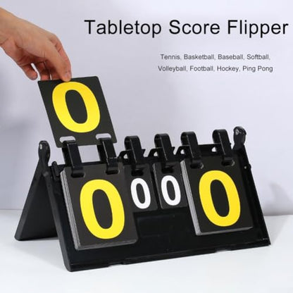Portable Tabletop Scoreboard, 6-Digit Flip Display with Triangular Base, Soft PVC Material for Basketball Football Tennis Volleyball