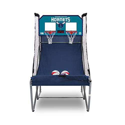 Pop-A-Shot - Home Dual Shot Arcade Basketball Game with NBA Graphics l Sensor Scoring l 16 Game Modes l 7 Balls l Foldable Storage l for All NBA Fans - style: Charlotte Hornets