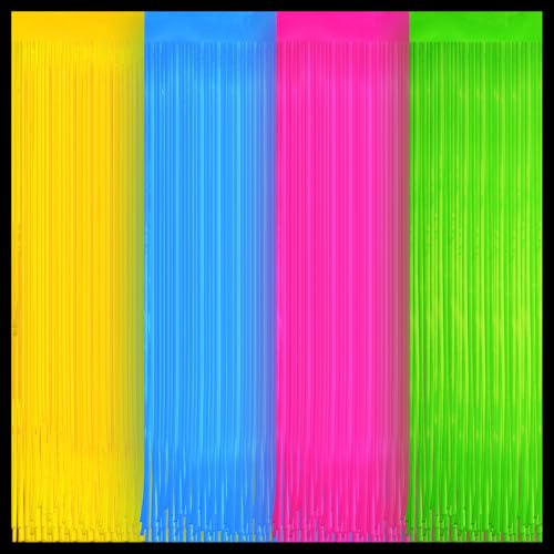 4 Pack Neon Party Decorations Glow in The Dark Party Supplies Multicolor Tinsel Foil Fringe Curtains for Birthday Party Supplies Streamers Decorations - color: Green/Blue/Pink/Yellow, size: 4 Pack