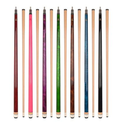 ASKA Set of Wrapless 2-Piece Billiard Pool Cue Sticks L3, 58" Hard Rock Canadian Maple, 13mm Hard Leather Tip, Mixed Weights and Colors - style: Set of 7 Sticks