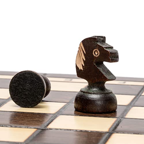 Husaria European International Chess Wooden Game Set, King's Continental - 13.8 Inches Medium Size Chess Set with Handcrafted Chessmen and Felted Folding Board - size: 13.8 Inches
