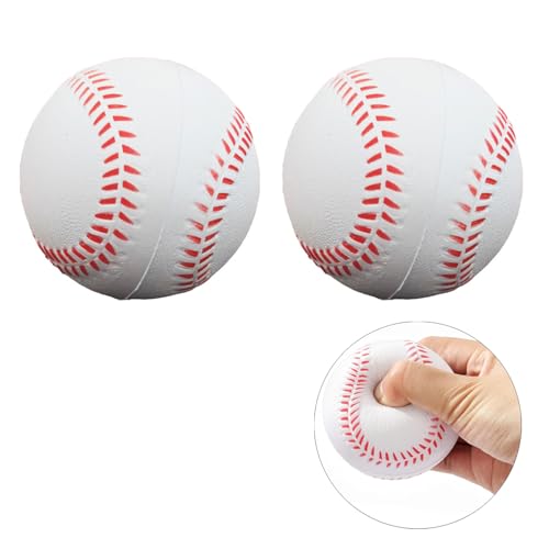 Soft Foam Baseballs Practice Training Ball for Beginners Squeeze Ball Safe Throwing Catching Batting - color: 2 White Foam Baseballs