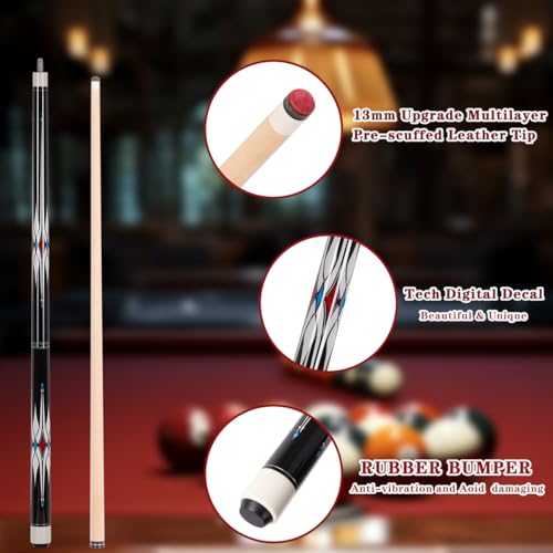 58 inch Canadian Maple Billiard Pool Cue Stick, 13mm 1/2 Maple Billiard Pool Stick, House Bar Pool Table Sticks for Men(Numerous Styles to Choose from) - color: P07