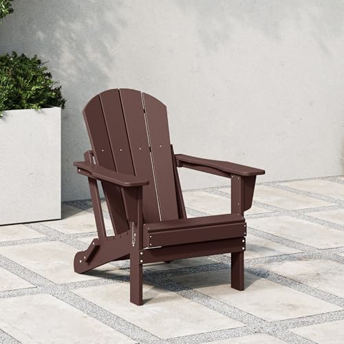 WestinTrends Malibu HDPE Outdoor Patio Folding Poly Adirondack Chair, Dark Brown - color: Dark Brown, size: 1 Chair