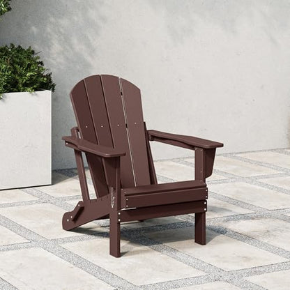 WestinTrends Malibu HDPE Outdoor Patio Folding Poly Adirondack Chair, Dark Brown - color: Dark Brown, size: 1 Chair