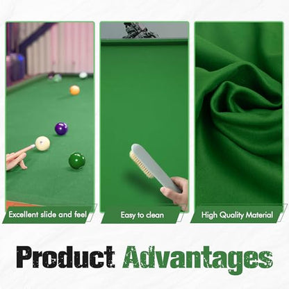 Pool Table Felt and Bumper Kit Felt for Billiard Cloth with Pool Table Bumpers and Cushions Facing, 6 Pcs Cloth Strips and Staple Remover - color: Green, size: 8FT + 42'' Bumpers