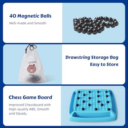 Magnet Game, Board Game for Kids 8-12, Magnetic Game Chess Set for Kids and Adults Family and Friend Games Night, Magnet Chess Game 40 Piceses, 2-4 Players (Cyan) - color: Cyan