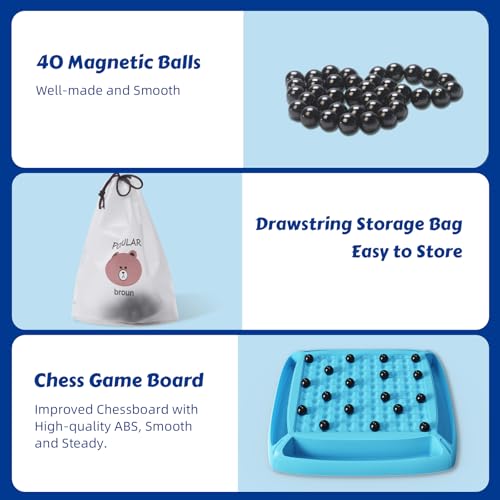 Magnet Game, Magnetic Game for Kids and Adults, Table Top Board Game for Kids 8-12, Magnet Chess Game 40Pcs for Family Games Night, 2-4 Players - style: 40 PCS Chess Pieces