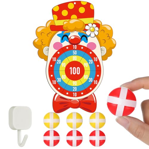 Carnival Circus Dart Board Game Birthday Party Decoration Set with 6 Sticky Balls Felt Cloth Circus Theme Party Decorations Fun Outdoor & Indoor Activities Family Game for Birthday