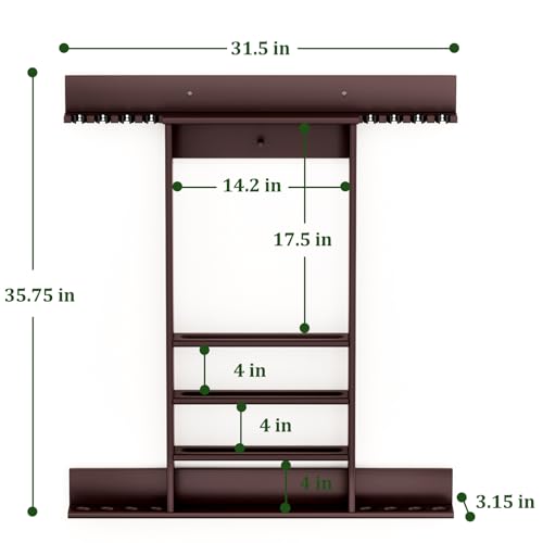 Wall Mounted Pool Cue Rack, Bamboo Billiards Sticks Holder for 8 Cue Sticks, Organizes Full Set of Balls and Pool Table Accessories, Dark Brown - color: Dark Brown
