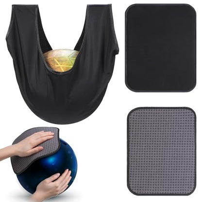 Zhanmai 3 Pcs Bowling Basics Accessories Kit, Bowlings Ball Polisher Bag and 2 Pieces 10"x 8" Microfiber Bowling Ball Towel with Easy-Grip Dots See Saw Bag Cleaner Set for Bowlers Men Women