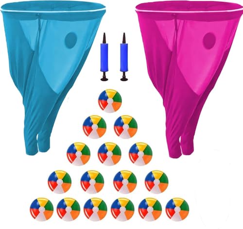 Granny Pants Yard Game Set with Bouncy Balls, Oversized Granny Pants Outdoor Game for Adults and Kids, Family Birthday Christmas Backyard Parties and Field Day & Team Games - color: 2PCS + 16 Balls(Blue + Red)