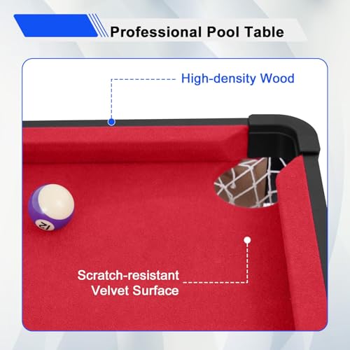 Mini Billiard Table for Kids and Adults, Folding Portable Pool Game Table with Locking Legs and Adjustable Feet, Complete Set with Cues Balls Triangle Chalk Brush for Family Game Room - color: B