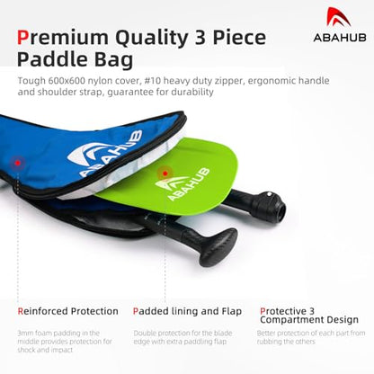 Abahub 1 x 3 Section Carbon Fiber SUP Paddle, Adjustable 67''-86'' Stand Up Paddle Lightweight Carbon Shaft, Black/Blue/Yellow/Green/Orange/Red Plastic Blade + Paddle Bag - color: Green-SUP Paddle