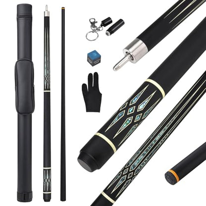 Professional Pool Cue Stick with Case, Pool Cue Stick 2-Piece Glass Fiber Billiards Cue Stick Low Deflection Pool Stick for Adults Players, 58" 19oz - size: 13mm Tip