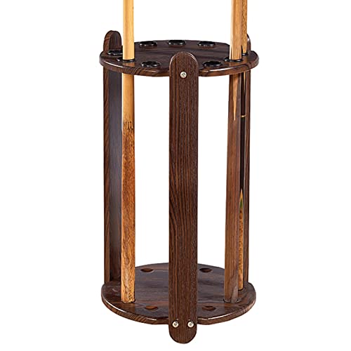 8 Holes/9 Holes/12 Holes Freestanding Pool Cue Rack Floor Stand -Billiard Cue Racks Holder Angle,Ball Floor Rack-Dark Brown||Square 8 Holes - color: A