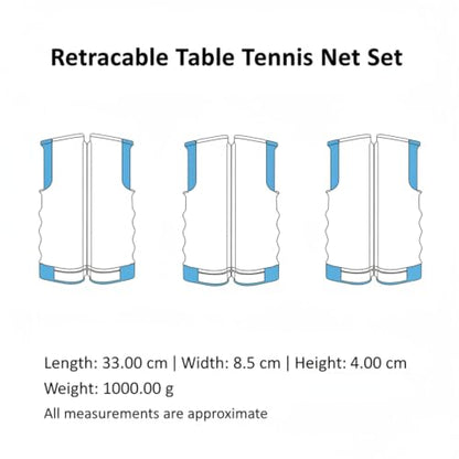 Retractable Table Tennis Net Set, Clamp-On Ping Pong Net for Standard Tables, Portable Polyester Mesh with Quick Setup - color: Gray