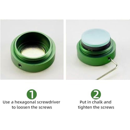 TAOM Pool Chalk Holder Round Shaped Practical Tool Billiards Accessories Magnetic Mini Chalk Tip Case Container Round Box Billiards - color: 4-Green with V10 Green Chalk and Clip