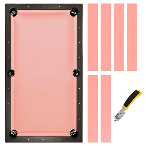 Pool Table Felt Cloth Billiard Cloth with 6 Pcs Cloth Strips and Staple Remover Pool Table Felt Replacement Kit Parts - color: Peachy Pink, size: 8.5ft