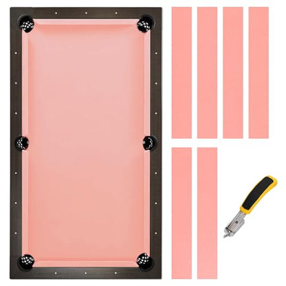 Pool Table Felt Cloth Billiard Cloth with 6 Pcs Cloth Strips and Staple Remover Pool Table Felt Replacement Kit Parts - color: Peachy Pink, size: 8.5ft