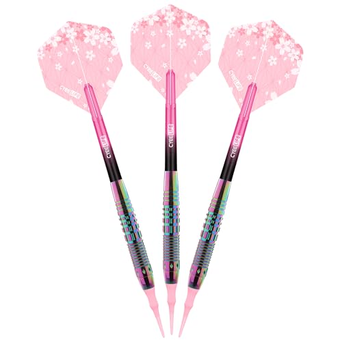 CyeeLife Soft Tip Darts Set - Professional Darts Plastic Tip Sets with Brass Barrel + 6 Shaft + 6 Standard Flights + Portable Case for Electronic Dartboard
