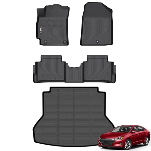 Wailtnb-All Weather Floor Mats and Cargo Liners for Hyundai Elantra 2017-2020 Liners Custom Fit Hyundai Elantra 2017-2020 Waterproof Durable Easy to Clean Accessories - style: 37|For Hyundai Elantra | 2017-2020 | Set