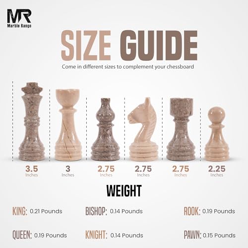 Marble Chess Pieces 3.5 Inch King Handmade Oceanic and Verona 32 Chess Figures for Board Games, Suitable for Travel Games - color: Oceanic and Verona