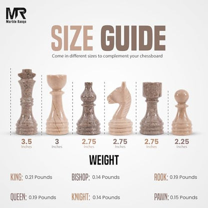 Marble Chess Pieces 3.5 Inch King Handmade Oceanic and Verona 32 Chess Figures for Board Games, Suitable for Travel Games - color: Oceanic and Verona