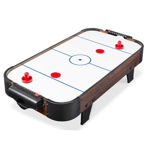 Best Choice Products Portable Tabletop Air Hockey Table for Game Room w/ 100V Motor, Electric Fan, 2 Strikers, 2 Pucks - color: Walnut
