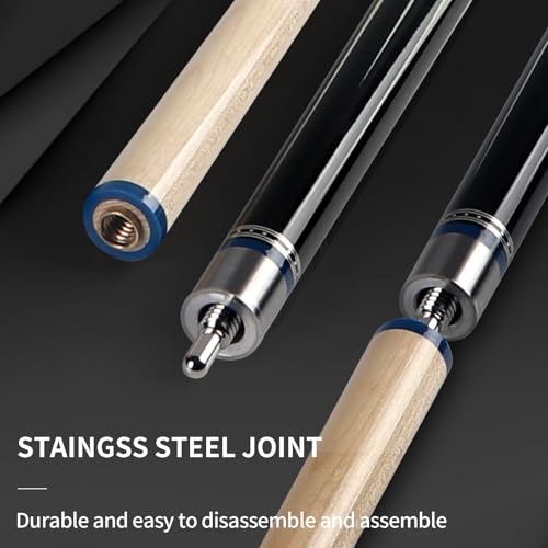 Kmise Professional Pool Cue Stick, 18 19 20oz Canadian Maple Cue Sticks, Low Deflection Shaft with Telescopic Carbon Fiber Extension Cue-Grid - color: blue, style: 21OZ