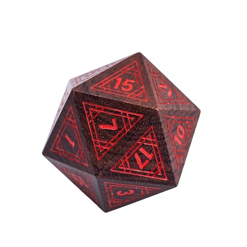 7Pcs DND Dice Set, Wooden Polyhedral D&D Dice Set with Metal Box for Role Playing Tabletop Games (Bubinga Wood) - color: Bubinga Wood-hx