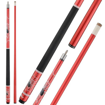 HMQQ 58" 2-Piece Fiberglass Graphite Composite Billiard Pool Cue Sticks (Several Colors Available, Weight from 19oz 21oz) - color: Red, style: 19oz