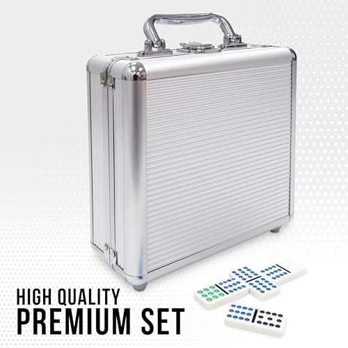 Front Porch Classics, Mexican Train Domino Set On-The-Go Aluminum Carrying Case, 2 to 8 Players Ages 8 to 99