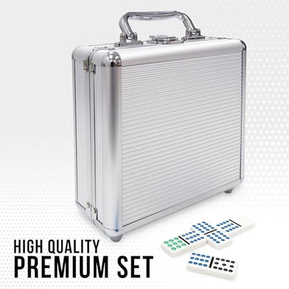 Front Porch Classics, Mexican Train Domino Set On-The-Go Aluminum Carrying Case, 2 to 8 Players Ages 8 to 99