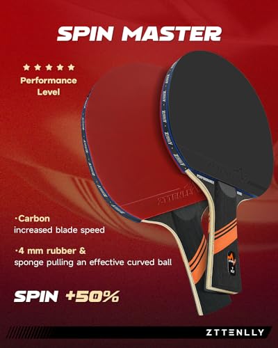 Ping Pong Paddle with Carbon Technology | Performance-Series,7-ply Finest Blade, Expert Speed/Edge/Balance, Thicker Protector Case | Table Tennis Racket for Professional - color: 1-Pack, style: Edge