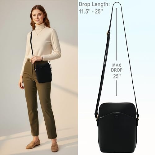 Solene Small Crossbody Bag with Gold Hardware, Mini Shoulder Purse with Adjustable Strap - color: Black