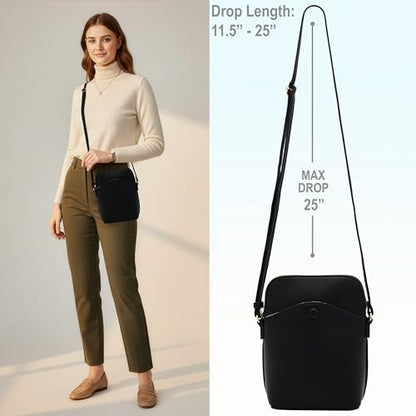 Solene Small Crossbody Bag with Gold Hardware, Mini Shoulder Purse with Adjustable Strap - color: Black