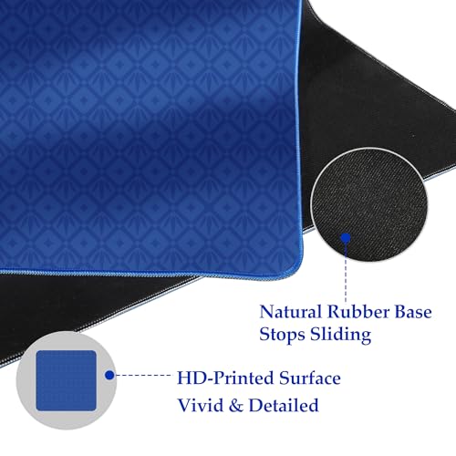 Blue Mahjong Mat for Table, American Mahjong Mat, 32.4x32.4 in 3MM Non-Slip Noise-Reducing Neoprene Table Cover with Carrying Bag for Mah Jongg, Poker, Card Games and Dominoes (Dark Blue) - color: Dark Blue