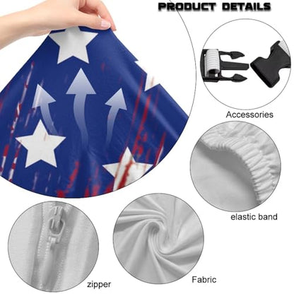 Chair Slipcovers with Armrest Covers & Zipper USA Theme Stars Stripes Motif Four Piece Set Stretchy Computer Chair Cover for Adults Men Boys Durable Comfortable for Long Hours of Use - color: American Flag